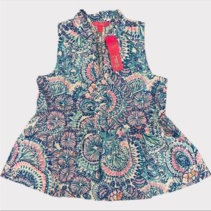 NWOT Lilly Pulitzer Novella Ruffle Hem Tank in “Blue Grotto”